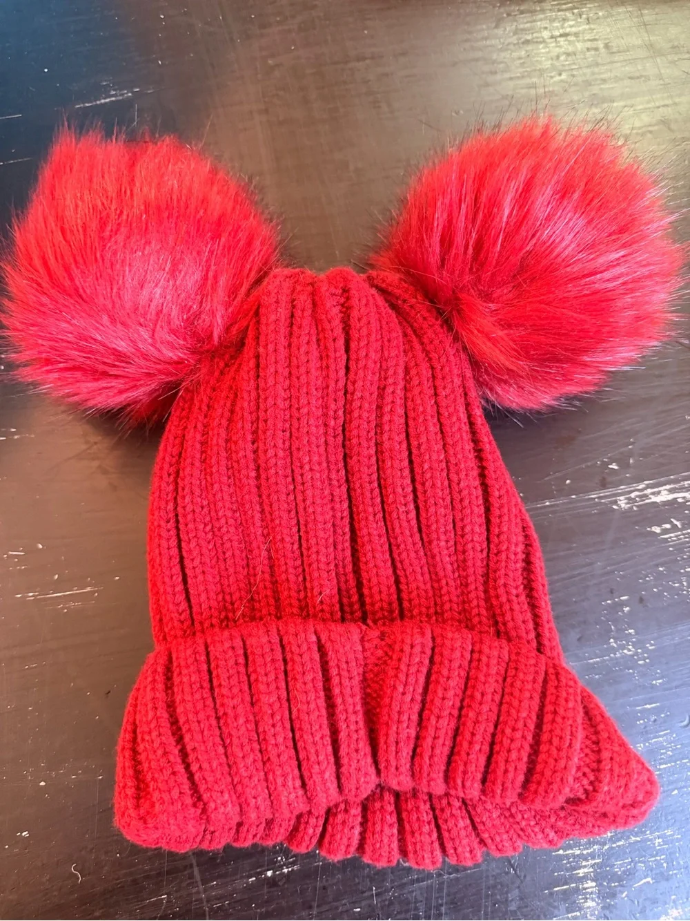 Red Pom-Pom Beanie Hat - Brand: